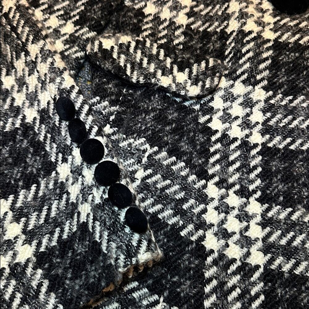 Laundry by Design Houndstooth Pea Coat Wool Blend Velvet Button Size 10 - Picture 8 of 10
